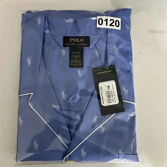 Polo Ralph Lauren Pajama Shirt Mens 2XL Blue Pony Logo Button Up Sleepwear NWT - Picture 7 of 7